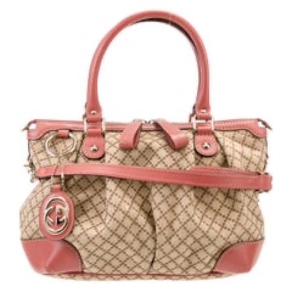 *Vintage Gucci Sukey Crossbody Leather Trim Canvas 2 way Handbag - Picture 1 of 7